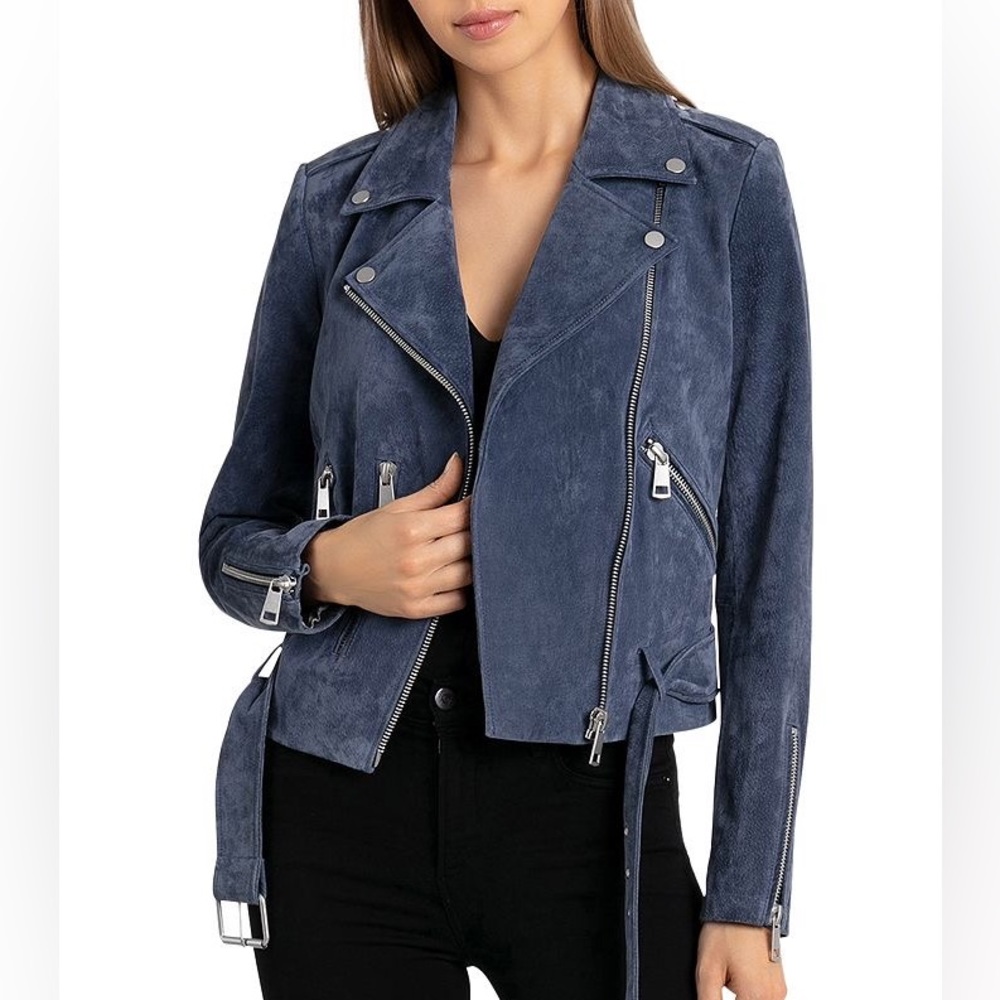Bagatelle Blue Suede Moto Jacket